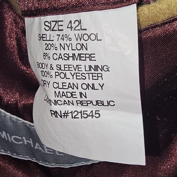 Michael Kors Wool Cashmere Coat 42L | Camel | Burgundy Lining | Used - Picture 4 of 16